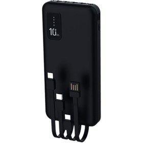 Resim ACL 10.000mah Powerbank Siyah | Çoklu Şarj Kablolu, Taşınabilir Şarj Cihazı 