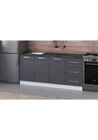 Resim Minar 180 Cm Mutfak Dolabı Beyaz Antrasit 180-A2-Alt Modül Beyaz 