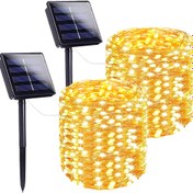 Resim 50/100/200/300 LED Güneş Enerjili Bakır Tel Işıklar - 8 Mod, Sıcak Beyaz/Soyuğ Beyaz/Cok Renkli, Yüksek Kalite İç/Dış Mekan Süs Işıkları, Noel, Düğünler, Bahçe, Partiler ve Tatiller için Güneş Paneli ile Asma Aydınlatma, Esnek Yerleştirme, Dayanıklı Plastik, Dış Dekorasyon, Parti Aydınlatması 