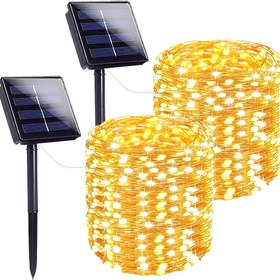Resim 50/100/200/300 LED Güneş Enerjili Bakır Tel Işıklar - 8 Mod, Sıcak Beyaz/Soyuğ Beyaz/Cok Renkli, Yüksek Kalite İç/Dış Mekan Süs Işıkları, Noel, Düğünler, Bahçe, Partiler ve Tatiller için Güneş Paneli ile Asma Aydınlatma, Esnek Yerleştirme, Dayanıklı Plastik, Dış Dekorasyon, Parti Aydınlatması 