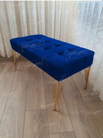 Resim Modern Dilim Puf Ayakucu Puf Gold Metal Ayak 100 45 Lacivert 
