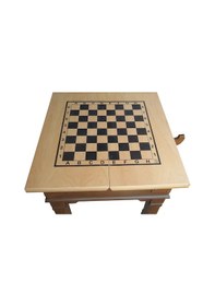 Resim Orta Sehpa Tavla-Satranç Model Takım Metal Kayın Retro Ayak Parla 