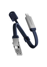 Resim Energea Sheath Key 15cm 60w 2in1 Type-c To Type-c Ve Usb-a Hızlı Şarj Kablo - Mavi 