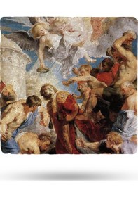 Resim Doğaltaş Bardak Altlığı Mitoloji Tema Baskılı 10x10cm %100 Traverten Doğal Taş Çok Renkli 