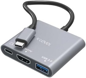 Resim X-Level Macbook ile Uyumlu 3'ü 1 Arada Type-C Hub, 4K HDMI, USB 3.0, Type-C PD Şarj Destekli, Kompakt Tasarım, Özel Kılıflı, Görüntü Aktarımını Destekler, XMH7800, Gri 