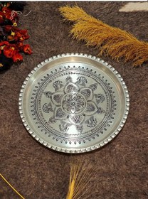 Resim Bakır Şark Köşesi Tepsi 30 Cm Gümüş 