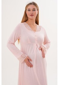 Resim Mecit Pijama Mecit 6305 Pudra Hamile Lohusa Gecelik 