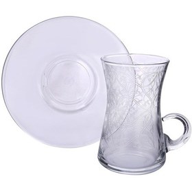 Resim Lıvıano Kulplu Çay Takımı 12 Parça Barok Cam 