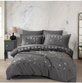 Resim Hobby Çift Kişilik Poplin Premium Nakışlı Nevresim Lidia Gri Çok Renkli 