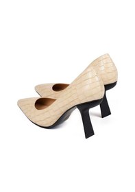 Resim Bestello Sivri Burun Neolit Taban Kalın Topuklu 281-6000 Kadın Ayakkabı Bej Kroko 