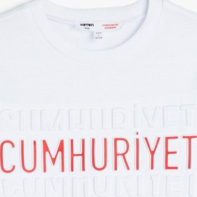 Resim Erkek Çocuk Cumhuriyet Baskılı Pamuklu Uzun Kollu Tişört 