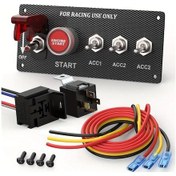 Resim Topnotch 5 Gang Red 5'te 1 Araç Kontak Anahtar Paneli Tek Tuşla Start Motor Başlatma Düğmesi Aksesuar Anahtarları 12v Universal Metal Yapı 