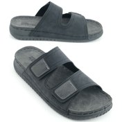 Resim Gezer Yazlık Erkek Suni Deri Rahat İç Taban İki Cırtlı Kemer Ayarlanabilir Günlük Terlik Gri 