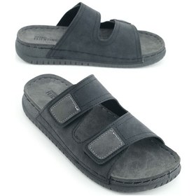 Resim Gezer Yazlık Erkek Suni Deri Rahat İç Taban İki Cırtlı Kemer Ayarlanabilir Günlük Terlik Gri 