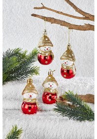 Resim Waldern 4lü Yılbaşı Çam Ağacı Kardan Adam Süs 8 cm 