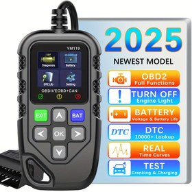 Resim YM119 OBD2 Kod Okuyucu, Çoklu Dil OBDII Tarayıcı, Kodları Temizleyip Silebilir, Araç Bilgisini Okuyabilir ve Tüm Arabalar İçin Uygun Olarak Otomotiv Teşhis Aracı Olarak Kullanılabilir, Pil Olmadan 