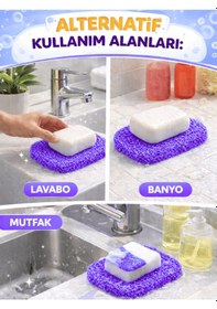 Resim Beylini Sabun Altlığı Kalıp Sabunluk Pvc Kıvırcık Kaydırmaz Lavabo Banyo Mutfak Sabun Altı Stand 7x11 Cm Mor 