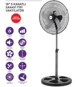 Resim herevdeinova İnova Kasırga 18 Inç 45 Cm Sanayi Tipi 75 Watt Metal Pervaneli Vantilatör Serinletici 