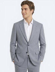 Resim Mavi Çizgili Modern Fit Yün Karışımlı Takım Elbise - STD / STD 