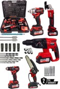 Resim LUNAX Kimmer Plus 21v Akülü 5'li Set Kırıcı Delici Hilti Taşlama Somun Sıkma Vidalama Budama Kırmızı Renk 