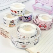 Resim 120 Adet Sanrio Bill Rulo Mühürleme Stickerları - Sevimli Kuromi Melody Cinnamoroll Pochacco Tasarımlı, Teşekkür & Mutlu! İfadeleri ile İngilizce Metin, Ofis Malzemeleri için Canlı Renkler, Hediye Paketleme, Günlük Dekorasyonu, Eğlenceli Tasarımlar, Renkli Çizimler 