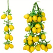 Resim 1 Adet Canlı Sarı Limon Çelenk - Ev & Bahçe Dekoru için Sahte Limon Demeti, Çiftlik Evi Tarzı, Restoranlar ve Film Aksesuarları için Mükemmel 
