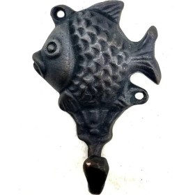 Resim Antika Tarz Dekoratif Pirinç Balık Figürlü Askı - 84X51MM, Oksit 