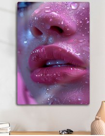 Resim Dudak, Lip Gloss - Sanatsal Kadın Metal Tablosu 