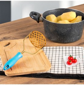 Resim Porsima Paslanmaz Metal Patates Ezici Patates Ezeceği 24cm Mavi 