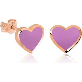 Resim Caelo Gümüş Fosforlu Lila Kalp Küpe 