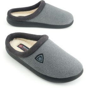 Resim Gezer Erkek Kışlık Peluşlu Rahat İç Taban PU Alt Taban Ev Bahçe Gondol Terlik 