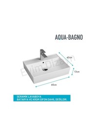 Resim Aqua Bagno Plan Tezgah Üstü Kare Lavabo Beyaz 60 x 45 CM 