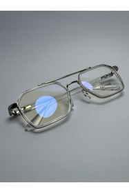 Resim VisionGlasses Vitrum Şeffaf Köşeli Lüks Unisex Şeffaf Camlı Mavi Işık Korumalı Gözlük 