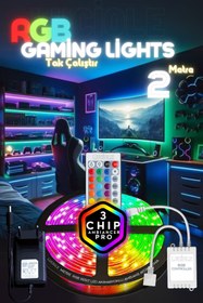 Resim luciole 5 Metre Oyuncu Bilgisayar Masası Rgb Şerit Led Aydınlatma Sistemi Pro 3 Chip 