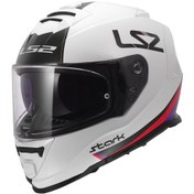 Resim Ls2 Storm 2 Stark Motosiklet Beyaz-Kırmızı 
