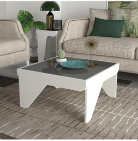 Resim Dekorister Mezzo Camlı Orta Sehpa Beyaz 