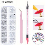 Resim 3lü/Set Tırnak Sanatı Aksesuarları Çok Boyutlu Rhinestones 3D Kristal DIY Dekorasyonları Pırıltılı Kristal Mücevher 3D Tırnak Tedarik 