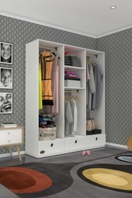 Resim Kenzlife Giysi Dolabı 3 Bölmeli 3 Çekmeceli Hamit150 Byz Dolap Kapaksız 