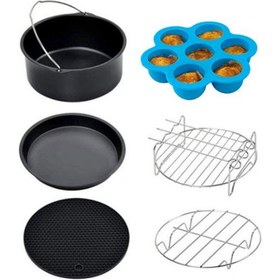 Resim 6 Parça 6 Inç (16cm) Yui / Xiaomi / Philips / Kumtel Uyumlu Air Fryer Aksesuarları Set - Siyah (Yurt Dışından) 