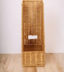 Resim oceanpoint Ahşap Rattan Dergilik Kitaplık Doğal Bohem Özel Üretim Organizer 33cm 
