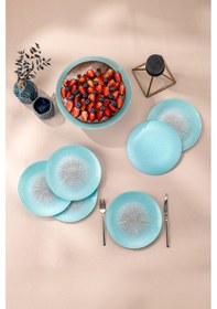 Resim Emsan Pastel 7 Parça Cam Pasta / Tatlı Seti Mavi Mavi 