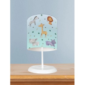 Resim Mekta Home Bebek ve Çocuk Odası Safari Desenli Mavi Abajur 