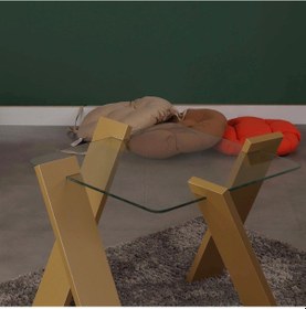 Resim Roman Cam Yan Sehpa Mini Hardal / Çiçeklik Sehpa 