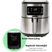 Resim Wiami Airfryer 6.5 L Akıllı Yağsız Hava Fritözü Metallıc 