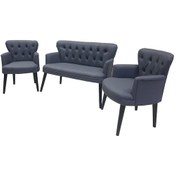 Resim Garden House Antrasit Gri Renk Deri Ahşap Ayak Ofis Koltuk Takımı Büro Bekleme Koltuk Takımı Oturma Gurubu Antrasit 