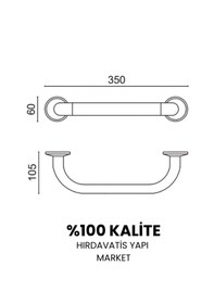 Resim Çelik Banyo Paslanmaz Pirinç Bella Küvet Tutamağı 30cm Gri 