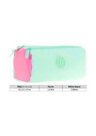 Resim Kaukko Quick Üç Bölmeli Su Yeşili Pembe Kalem Çantası - Kız Çocuk - K2701 Su Yeşili 