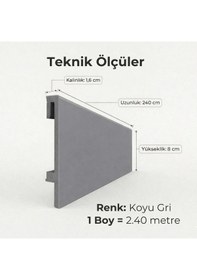 Resim Espumo Kompozit Süpürgelik 8 cm Koyu Gri | Suya Dayanıklı Parke Duvar Süpürgelik 2,40 m ESP203 