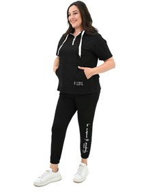 Resim Kadın Kapüşonlu Büyük Beden Eşofman Takımı 3759-23 - 4XL / Pembe 
