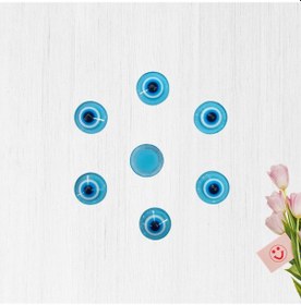 Resim Plastik Yarım Nazar Boncuğu, 8Mm X 50 Adet - Mavi 